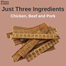 Load image into Gallery viewer, Natural Dog Chews - Chicken, Beef and Pork - Meat Feast Strips (Box of 12 x 100g)